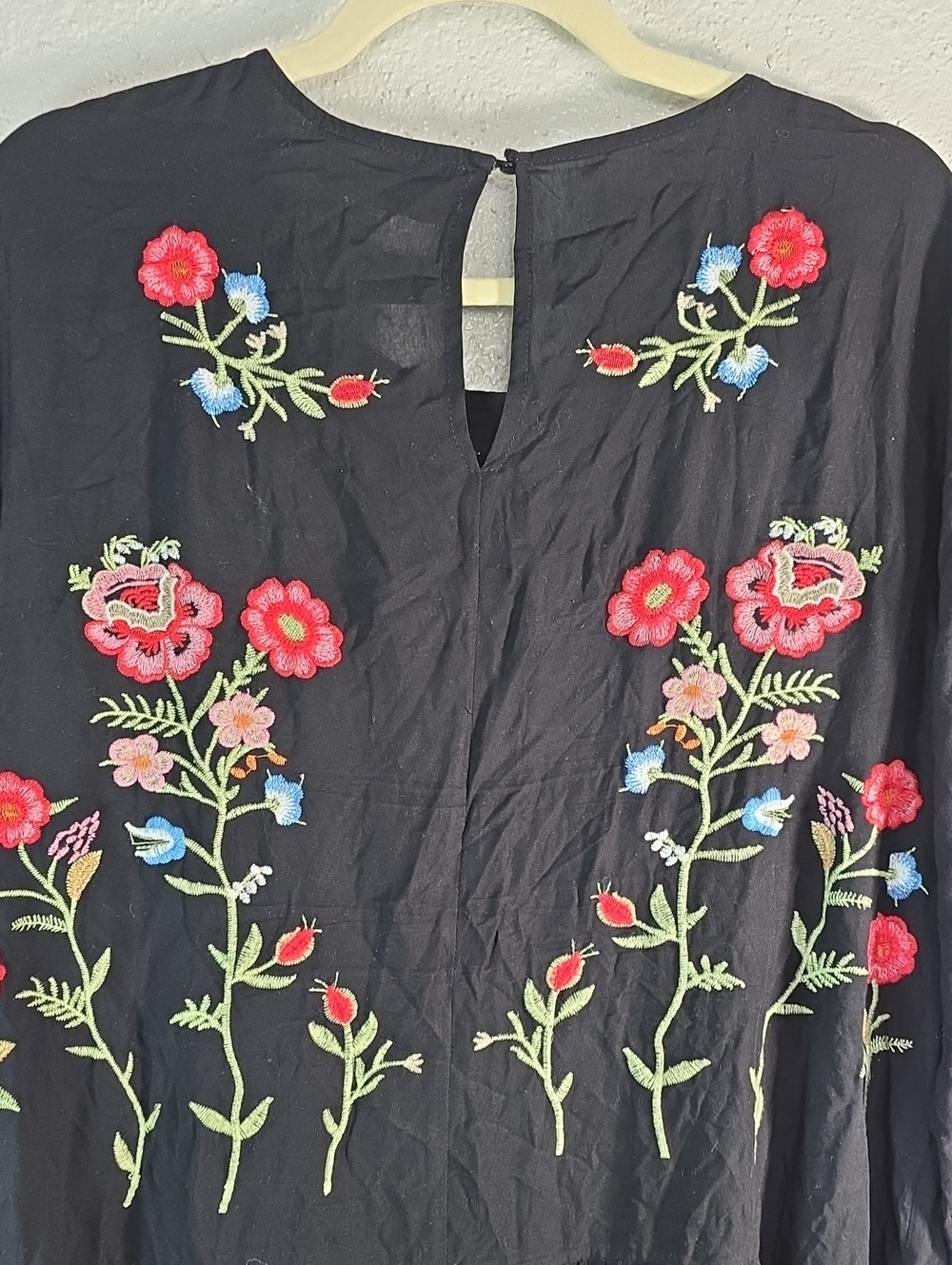 Philosophy Black Floral Embroidered Long-Sleeve Tunic Dress - Picture 7 of 8